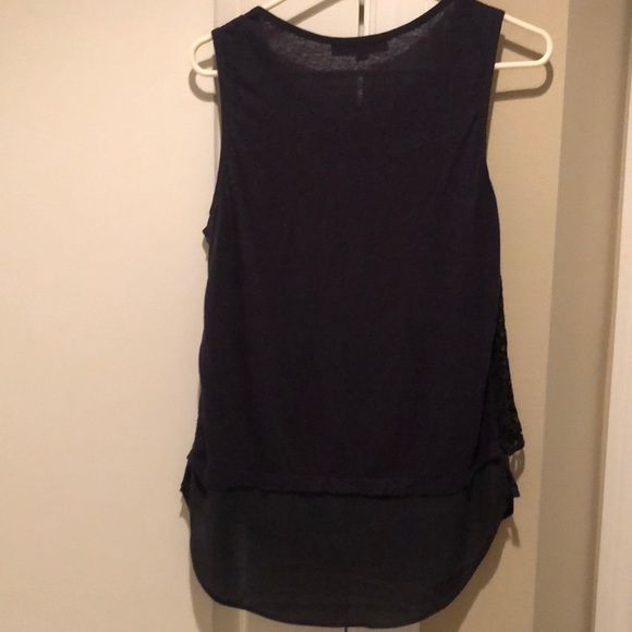 Lace overlay shell in navy - Picture 2 of 2